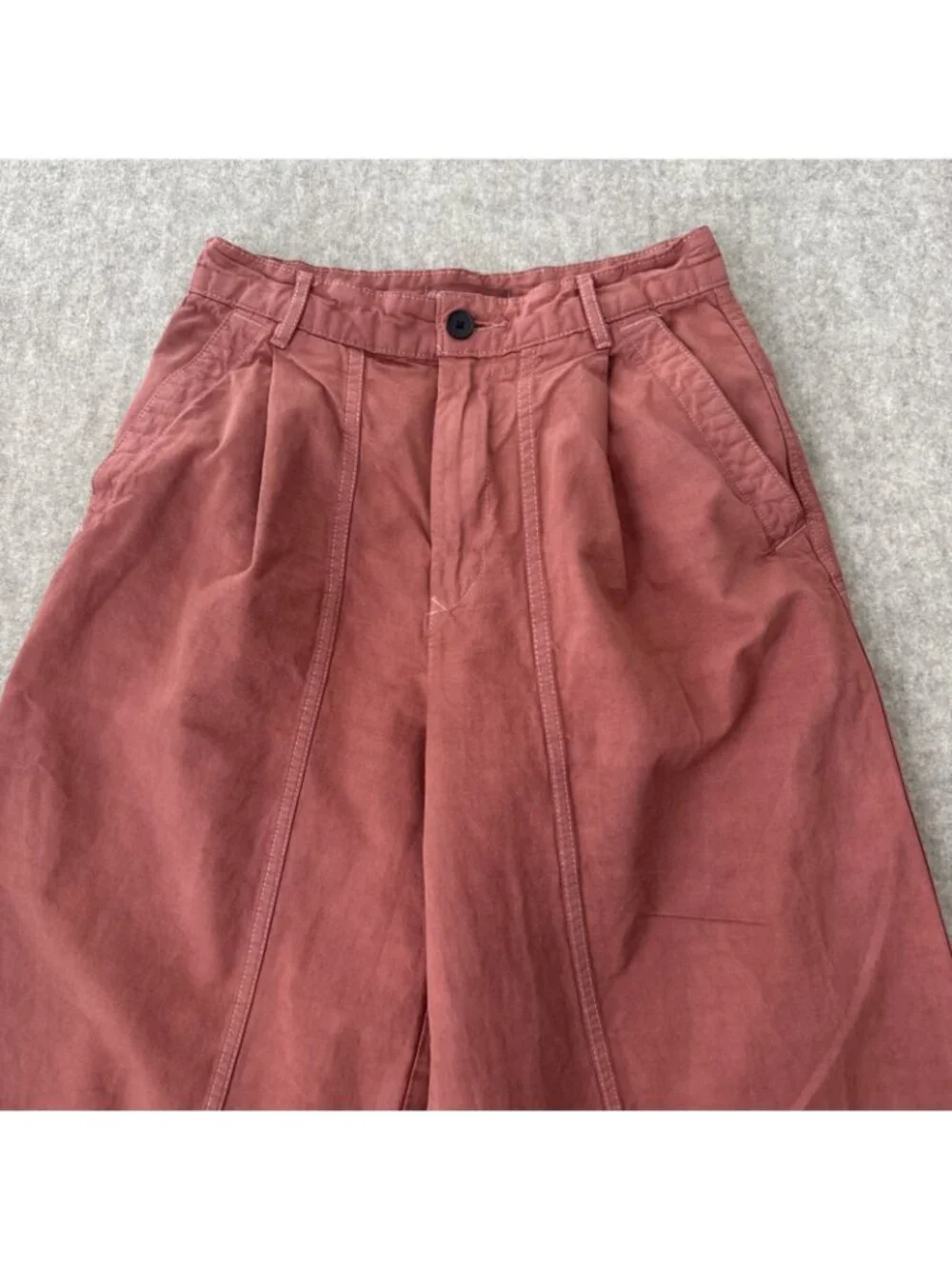 Everlane Linen Blend Pants Womens 2 Garment Dyed Pleated Wide Leg Ankle Length